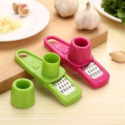 Household Multifunctional Garlic Press Plastic And Stainless Steel Garlic Mincer Ginger Grater Kitchen Cooking Tool