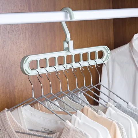 Multifunctionele Plastic Negen-Gats Magische Kledinghanger Ruimtebesparende Kledingkast Organizer Voor Slaapkamer Thuis Opbergrek