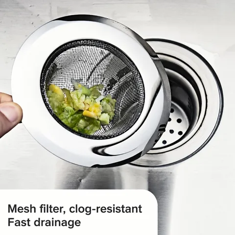 Stainless Steel Sink Filter Kitchen Basin Trash Strainer Anti-Clogging Drain Mesh Funnel Kitchen Tool For Home Use