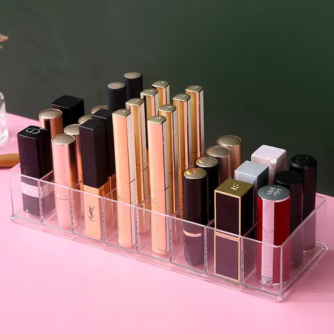 Organizador de Maquillaje de Acrílico Transparente 8 Rejillas Caja de Almacenamiento de Pintalabios