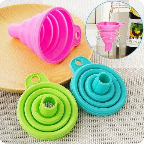 Embudos de Silicona Plegables Portátiles Telescópicos Mini Embudos de Cocina para Verter Aceite Vino Líquido Hogar