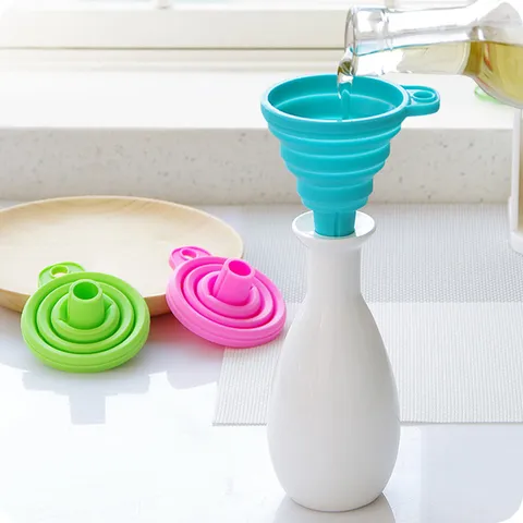 Embudos de Silicona Plegables Portátiles Telescópicos Mini Embudos de Cocina para Verter Aceite Vino Líquido Hogar