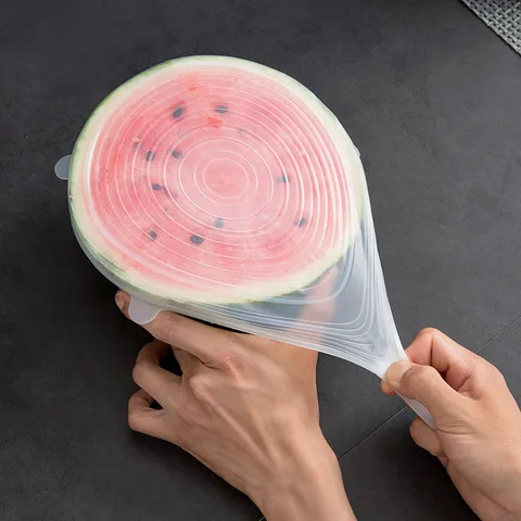 Multifunctional Stretch Silicone Food Cover 6-Piece Set Transparent Reusable Bowl Lids Kitchen Storage Seal Wrap