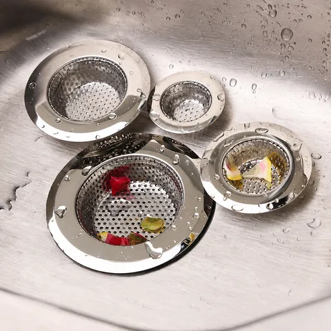 Stainless Steel Sink Strainer Wide Rim Punched Mesh Kitchen Sink Drain Filter Anti-Clogging Water Basin Strainer