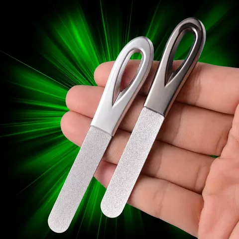 Stainless Steel Double Sided Nail File Professional Metal Nail Buffer Manicure Tool With Anti Slip Handle For Nail Care