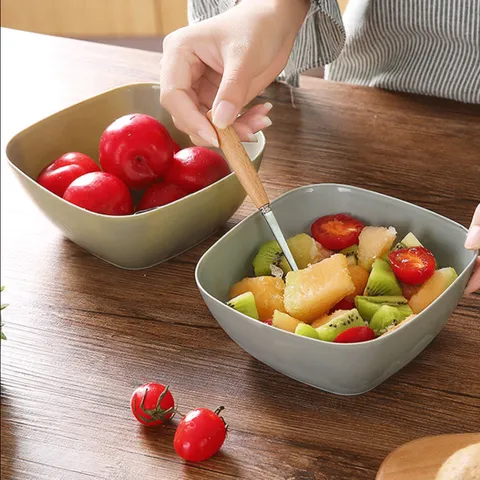 Plato de Fruta Cuadrado de Plástico Ensaladera Estilo Nórdico Recipiente de Fruta Doméstico Cocina Minimalista Moderna