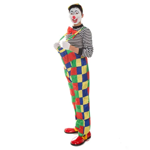 Ensemble de Costume de Clown Unisexe pour Adultes Rayé Coloré pour Carnaval Fête Cosplay Spectacle de Scène