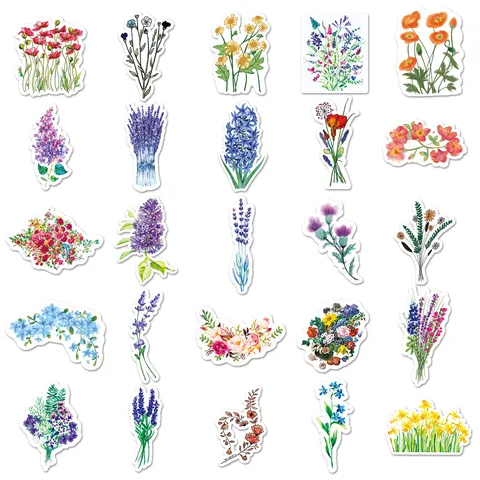Ästhetische Blumen Graffiti Aufkleber Wasserdichte PVC Blumen Abziehbilder Für Koffer Skateboard Laptop DIY Dekoration