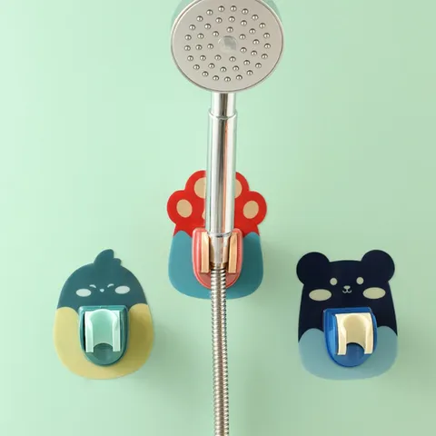 Adjustable Punch Free Shower Head Holder Plastic Cartoon Animal Wall Mounted Bracket For Bathroom Shower Spray Base