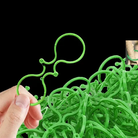 Green Plastic Plant Support Clips 8 Shaped Garden Buckles For Climbing Tomatoes Cucumbers Vine Fastener Gardening Tools