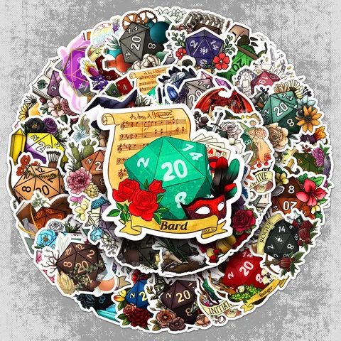 Waterproof PVC Graffiti Stickers Dice Tabletop Game Decals For Laptop Luggage Phone Case Decorative Art
