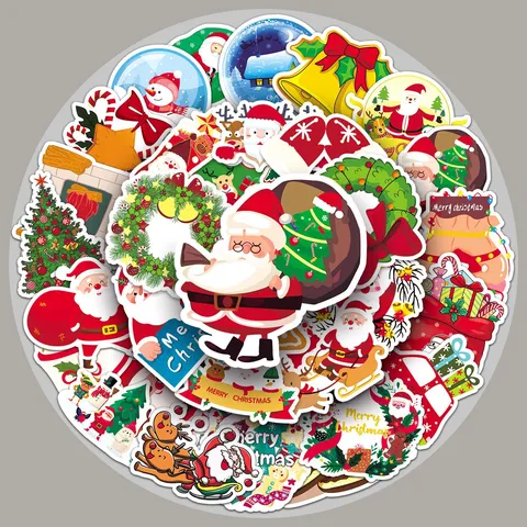 Wasserdichte Weihnachtsaufkleber Feiertag Cartoon Weihnachtsmann Schneemann DIY Tagebuch Wasserflasche Handyhülle Koffer Dekoration
