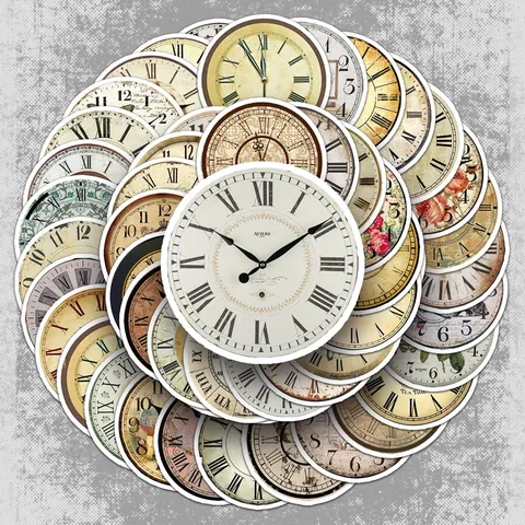 Retro Uhr Graffiti Aufkleber Wasserdicht Vintage Ästhetische Abziehbilder Für Gepäck Handyhülle Laptop DIY Dekoration