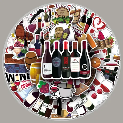 Red Wine Theme Waterproof Decorative Stickers Creative Wine Bottle Skateboard Luggage Water Bottle Decals