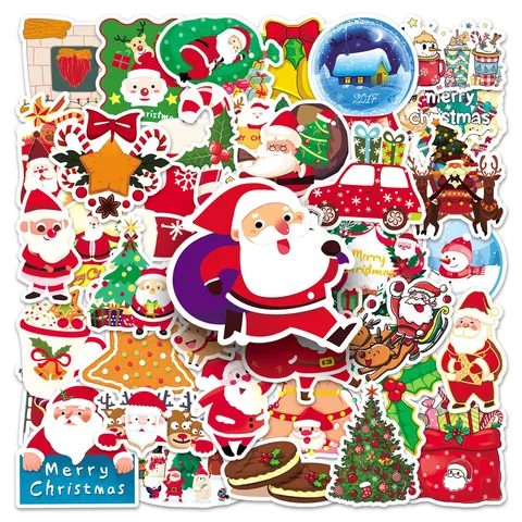 Wasserdichte Weihnachtsaufkleber Feiertag Cartoon Weihnachtsmann Schneemann DIY Tagebuch Wasserflasche Handyhülle Koffer Dekoration
