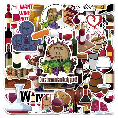 Red Wine Theme Waterproof Decorative Stickers Creative Wine Bottle Skateboard Luggage Water Bottle Decals