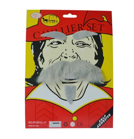 Set di Baffi Finti e Sopracciglia Grigi per Halloween Barba Autoadesiva per Feste in Costume Oggetti di Scena Cosplay Decorazione