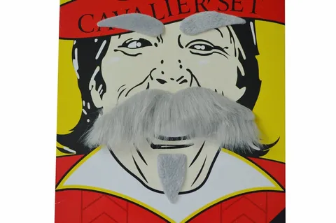 Set di Baffi Finti e Sopracciglia Grigi per Halloween Barba Autoadesiva per Feste in Costume Oggetti di Scena Cosplay Decorazione