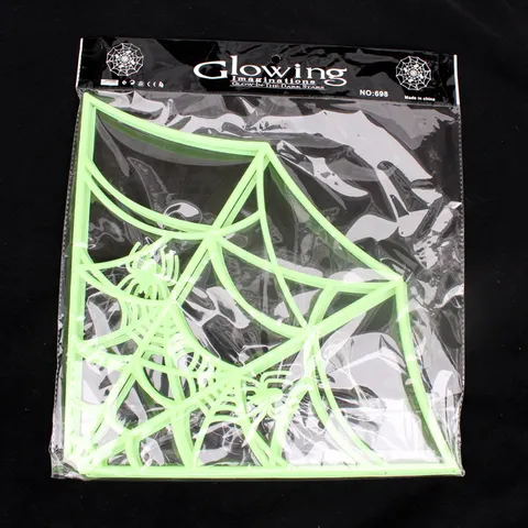 Halloween Glow-in-the-Dark Plastic Spider Web Decoration Night Light Prop for Ghost House Bar Party Spliced Design Venue Layout