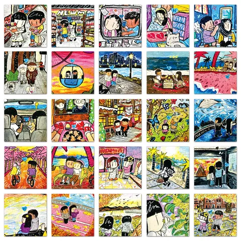 Cartoon Cute Art Style Trendy Illustration Graffiti Stickers Waterproof PVC Decals For Phone Case Water Bottle
