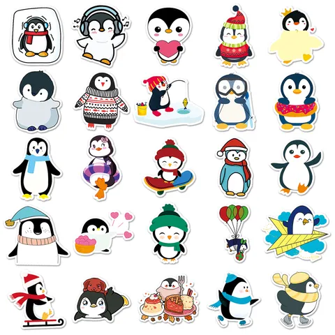 Süß Pinguin Graffiti Aufkleber Wasserdicht PVC Cartoon Tier Abziehbilder Für DIY Handyhülle Koffer Laptop