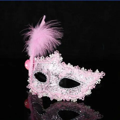 Venice Masquerade Mask With Lace And Feathers For Halloween Party Princess Style Women Cosplay Costume Accessory