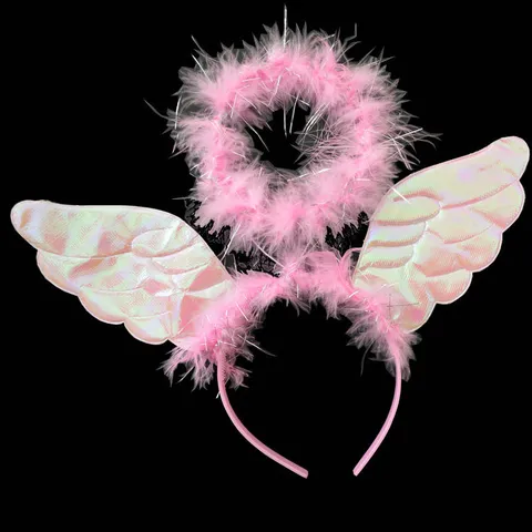 Halloween Angel Wings Halo Headband Feather Hair Accessories For Costume Cosplay Party Favors Kids Adults Plastic Headwear