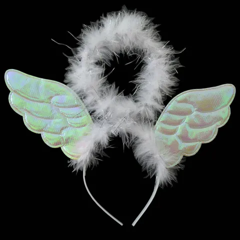 Halloween Angel Wings Halo Headband Feather Hair Accessories For Costume Cosplay Party Favors Kids Adults Plastic Headwear