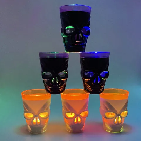 Bicchiere da Vino Teschio Luminoso a LED per Halloween Decorazione per Bar KTV Festa Halloween Ornamento da Tavolo
