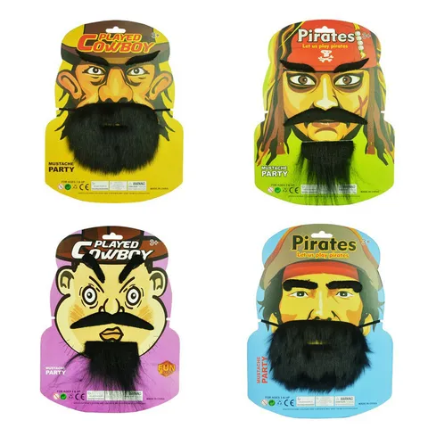 Halloween Pirate Cowboy Moustache Sourcils Barbe Accessoires de Déguisement en Fibre Artificielle Peluche Cheveux Faciaux pour Fête