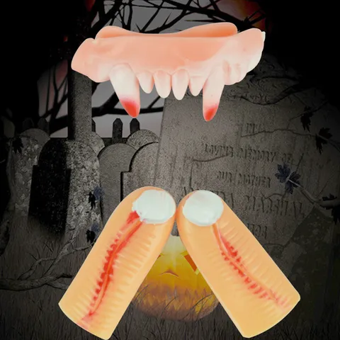 Vampire Dentures And Severed Fingers Horror Halloween Prank Toys For Costume Party Scary Tricky Plastic Props