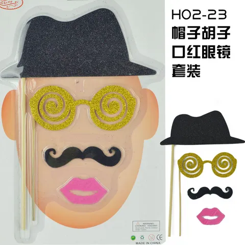 Juego de Accesorios para Fotos de Halloween Máscara de Zorro Bigote Sombrero Gafas Labios Decoración de Baile de Máscaras