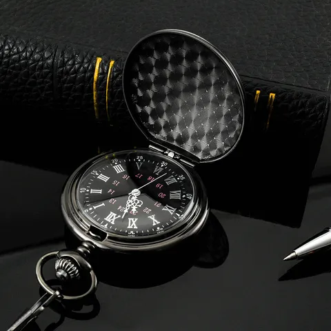 Vintage Retro Double Sided Smooth Flip Quartz Pocket Watch Necklace Bronze Gold Silver Black Men Women Fashion Watch