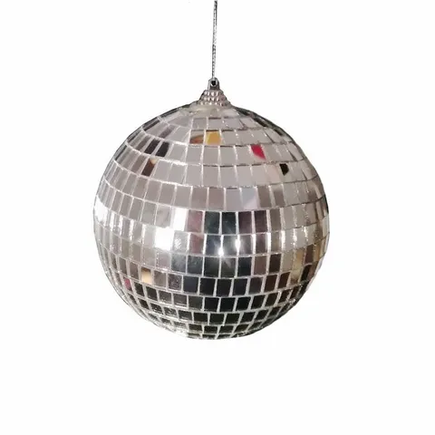 Silver Disco Mirror Ball Reflective Glass Mosaic Foam Ball Ornament For Christmas Party Club Bar Hanging Stage Decoration