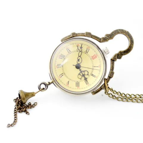 Vintage Opengewerkte Sferische Kwarts Zakhorloge Antiek Brons Bal Medaillon Halsketting Horloge Unisex Mode Cadeau