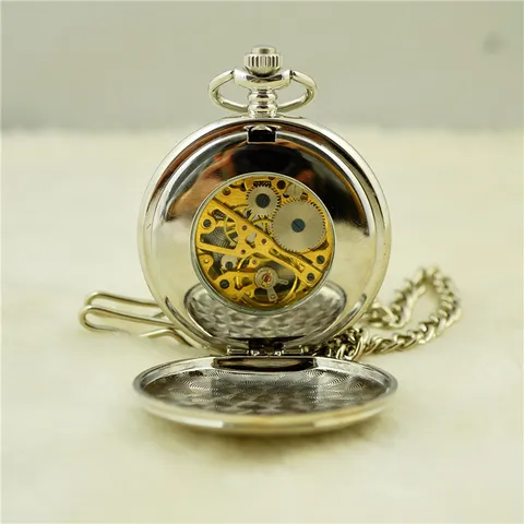 Vintage Double Open Cover Mechanical Pocket Watch Retro Hollow Dial Manual Wind Pocket Watch With Chain For Men Women