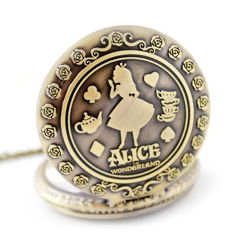 Retro Vintage Brons Kwarts Zakhorloge Met Ketting Unisex Mode Sieraden Cadeau