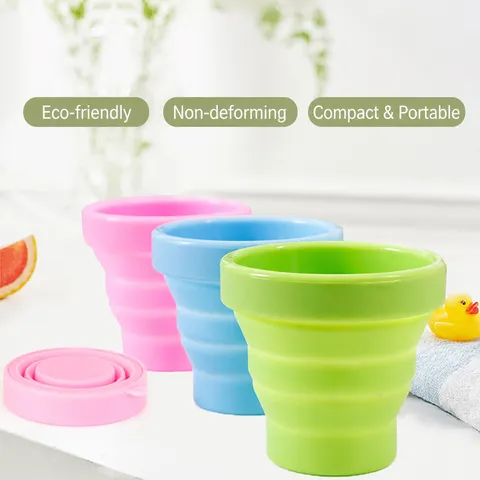 Portable Silicone Foldable Water Cup Telescopic Travel Cup Outdoor Mini Mouthwash Cup With Lid Reusable Drinkware
