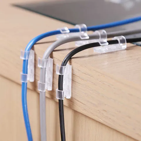 Self Adhesive Cable Clips Wire Organizer Cord Management Holder Transparent Black White Desk Holder For USB Cable