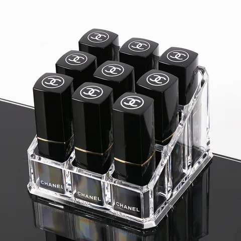 Clear Acrylic Lipstick Holder Multi Grid Cosmetic Organizer Desktop Lip Gloss Storage Stand Makeup Display Rack