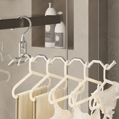 Portable Stainless Steel Folding Clothes Hanger Travel Hotel Drying Rack Multi Function Rotating Laundry Organizer