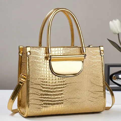 Vrouwen PU Leer Tote Tas Grote Capaciteit Krokodil Patroon Handtas Vintage Casual Schouder Crossbody Tas Voor Dagelijks Woon-werkverkeer
