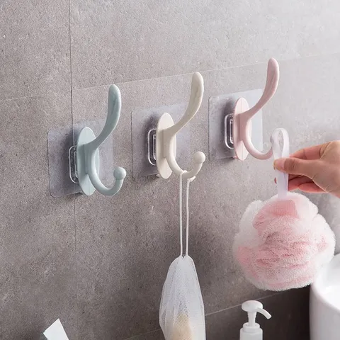 Punch Free Wall Hook Strong Adhesive Clothes Hanger Nordic Style Multi Functional Seamless Hook For Bathroom Kitchen Home