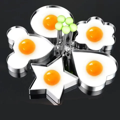 Thickened Stainless Steel Fried Egg Mold Heart Star Round Shaper Poached Egg Cooker Kitchen Breakfast Cooking Tool