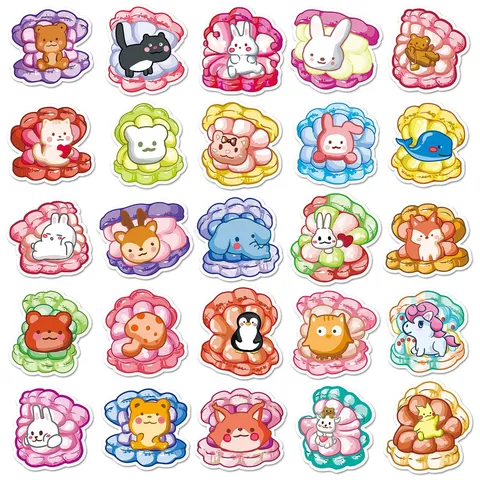 Macaron Cartoon Animal Stickers Waterproof Vinyl DIY Decals For Phone Case Luggage Water Bottle Scrapbook Cute Decoration