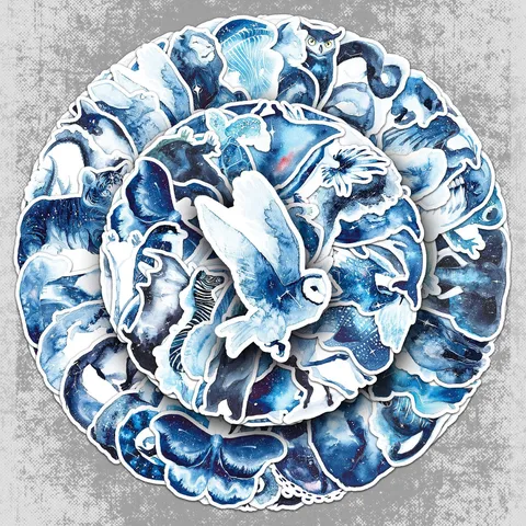 Wasserfeste PVC Sternenhimmel Tiere Graffiti Aufkleber Aquarellstil Deko Aufkleber Für Koffer Laptop Handy