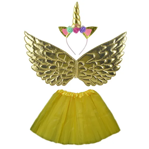 Set De Diadema De Unicornio Alas Y Falda De Tutú De Malla Para El Día Del Niño Disfraces De Fiesta Actuación Accesorios De Vestir Festivos
