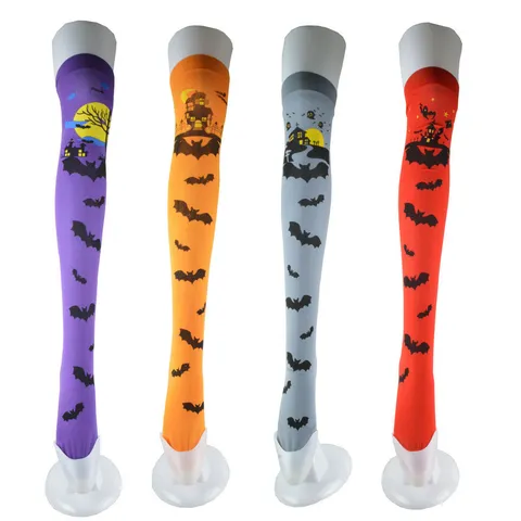 Halloween Bat Printed Over Knee High Socks Gothic Castle Ghost Festival Cosplay Party Stockings For Women Holiday Outfit