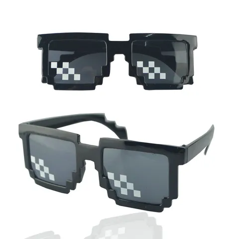 Novelty Mosaic Pixel Sunglasses Thug Life Meme Glasses Black Frame Funny Party Glasses For Birthday Performance Unisex Accessory