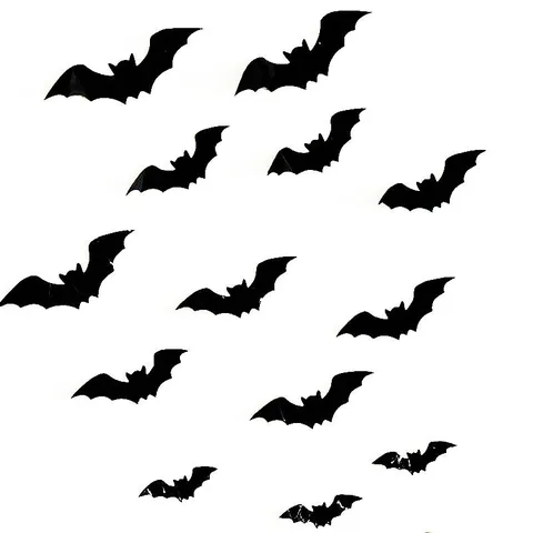 Halloween Black Bat Wall Stickers 3D Stereo PVC Removable Window Decals For Party Home Decor Spooky Bat Wall Art Decorations